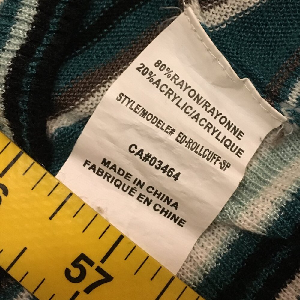NWT Ricki's Retro Striped V-Neck Rolled Cuff Rayon Sweater - Picture 12 of 16
